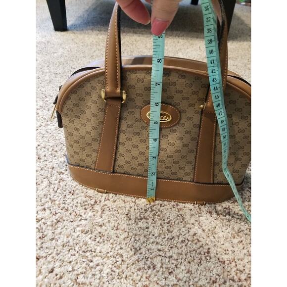 Authentic 1980's Gucci Supreme GG Monagram Coated Canvas Leather Trim Tan Purse - Picture 13 of 14